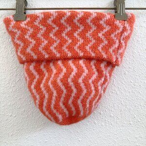 Maeve Vibrant Orange and White Knit Hat